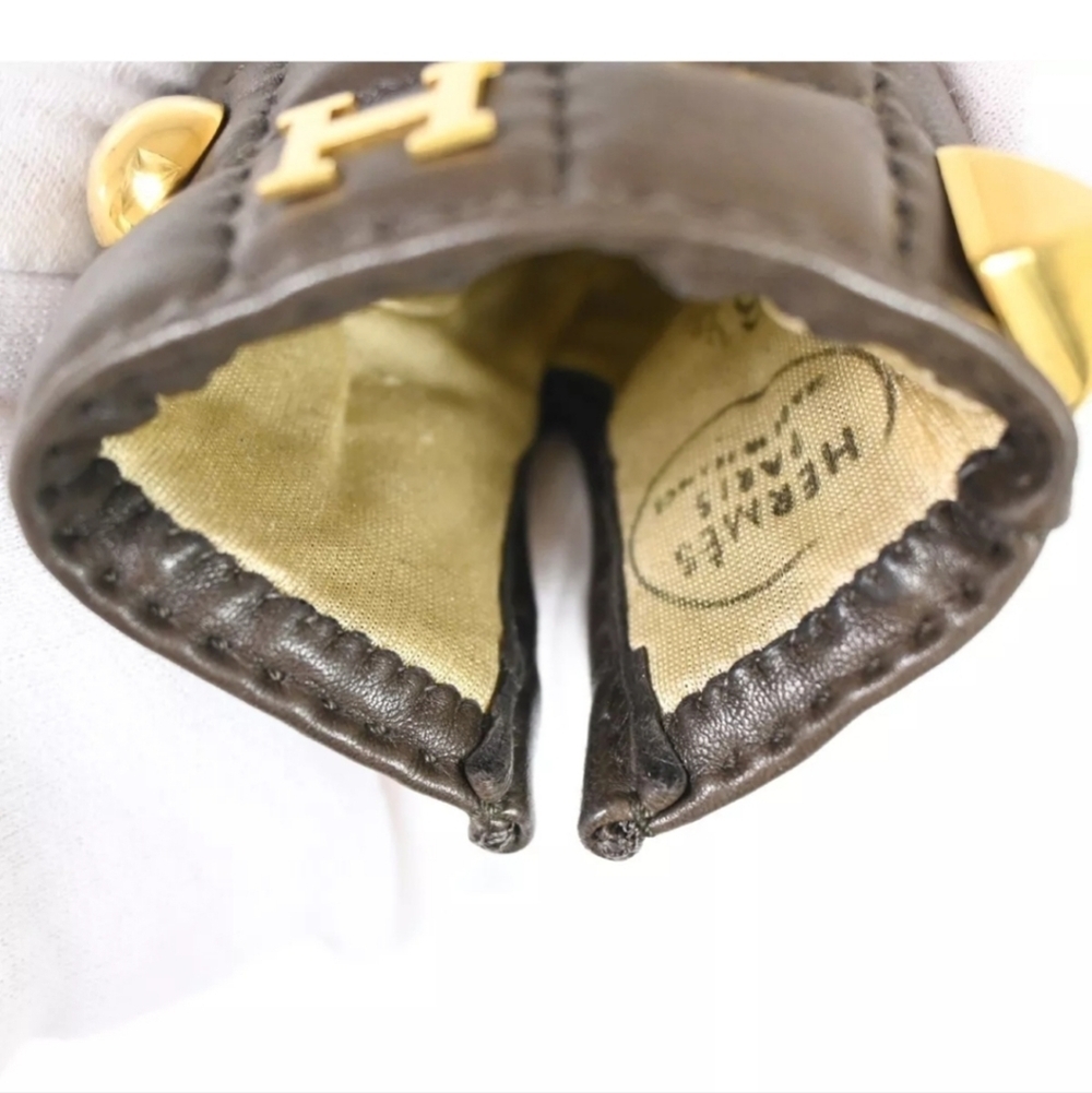 HERMES H Logo Leather Gloves! - Picture 7 of 9
